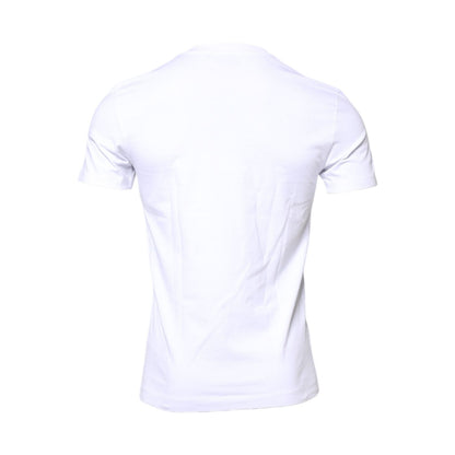 Dolce & Gabbana White Cotton Logo Patch Crew Neck T-shirt