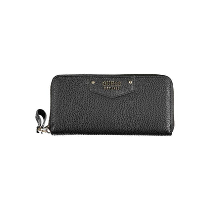 Guess Jeans Black Polyethylene Women Wallet with zip closure and external pocket
