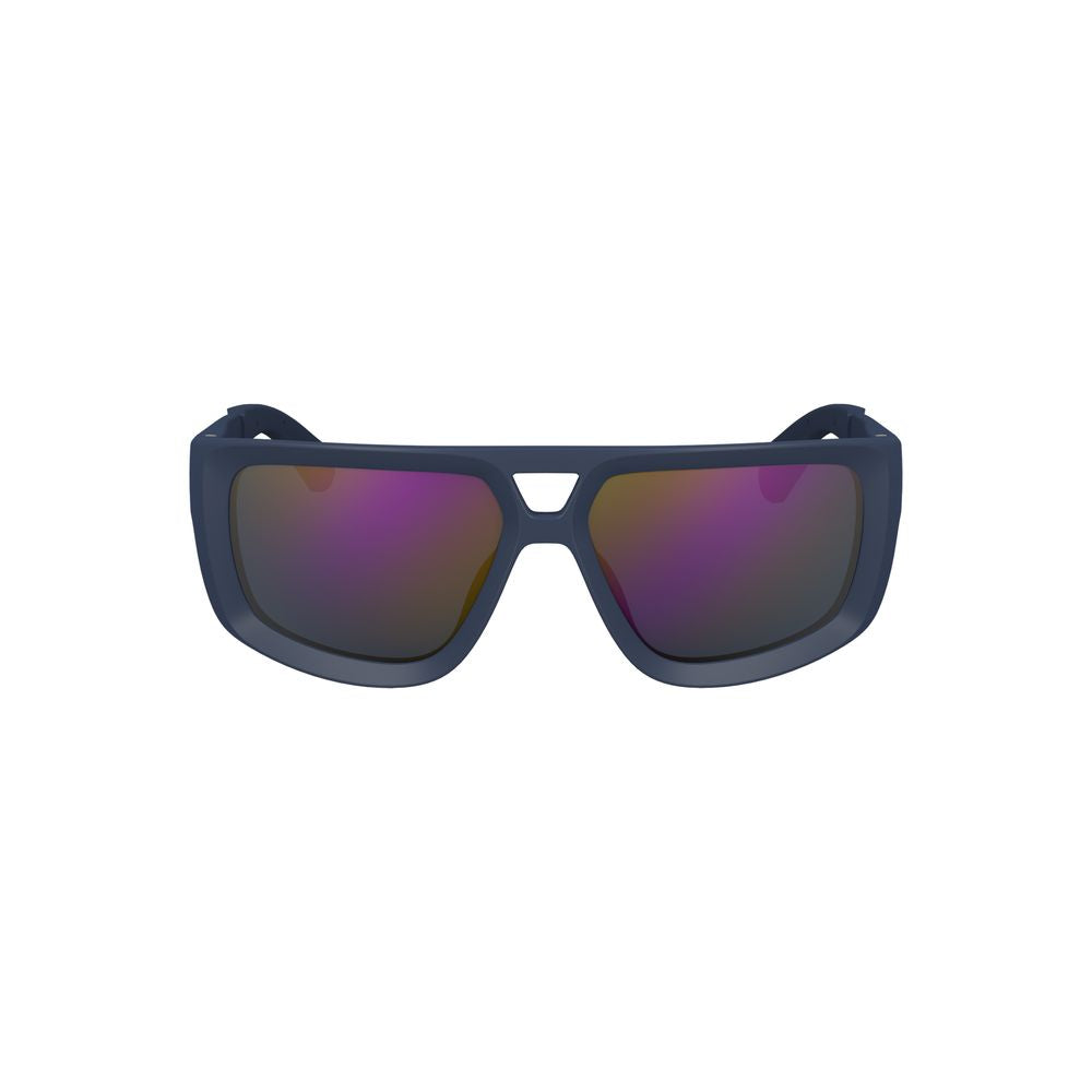 Calvin Klein Blue Plastic Men Sunglasses with bold square frame and blue lens.