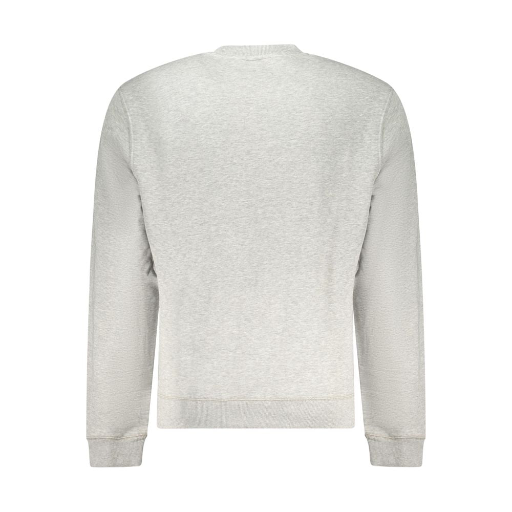 Back view of Napapijri Gray Cotton Men Sweater showcasing long sleeves and classic fit.
