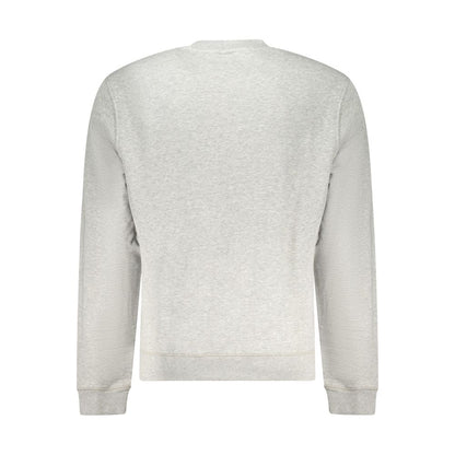 Back view of Napapijri Gray Cotton Men Sweater showcasing long sleeves and classic fit.