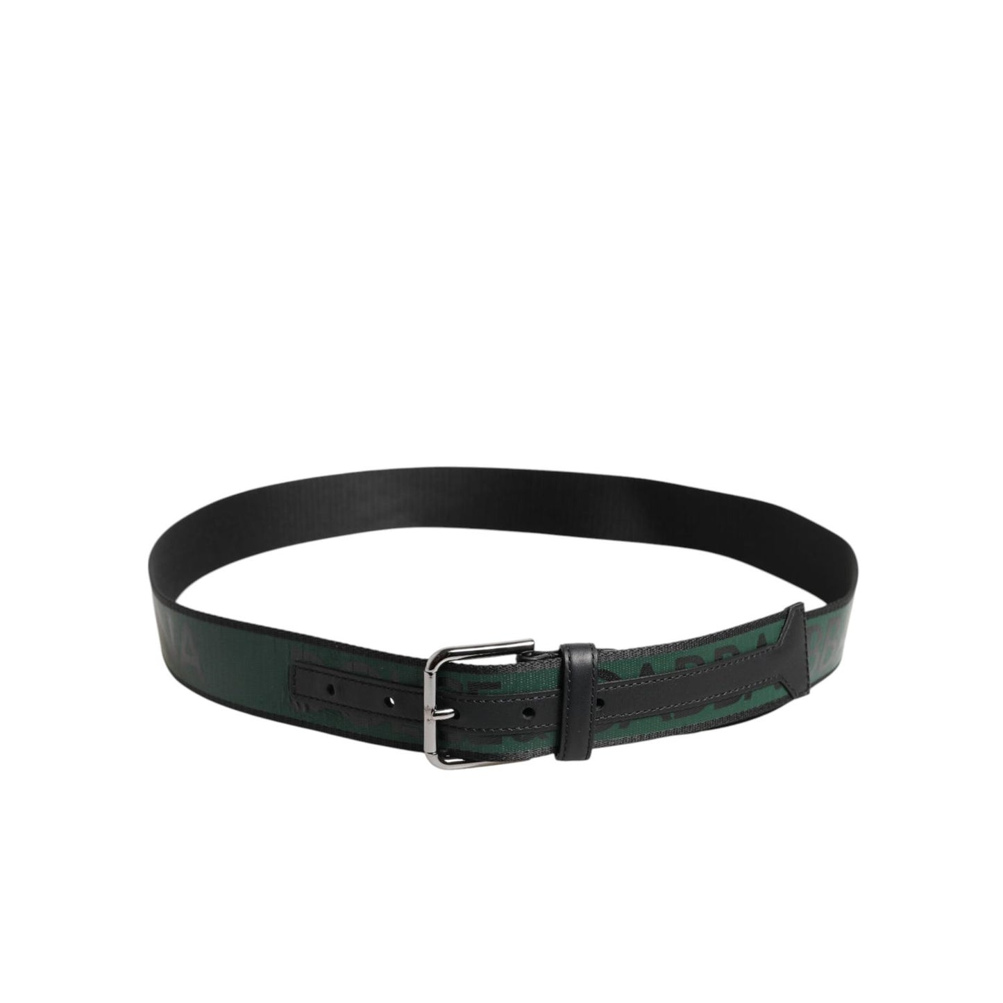 Dolce & Gabbana Green Black Polyester DG Logo Buckle Belt