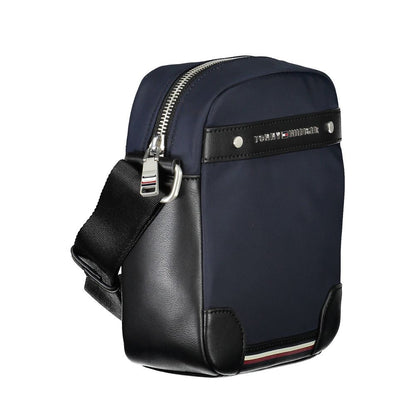 Tommy Hilfiger Blue Polyester Men Shoulder Bag with contrast details and adjustable strap for eco-conscious style.