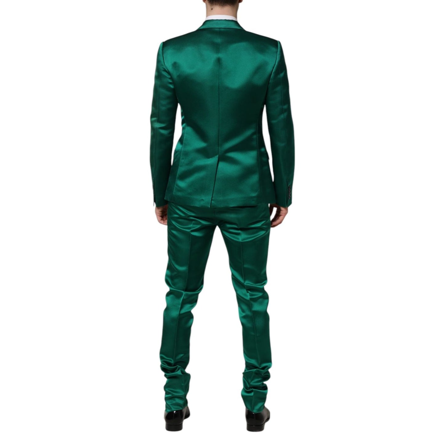 Dolce & Gabbana Green Silk 3 Piece Single Breasted Suit