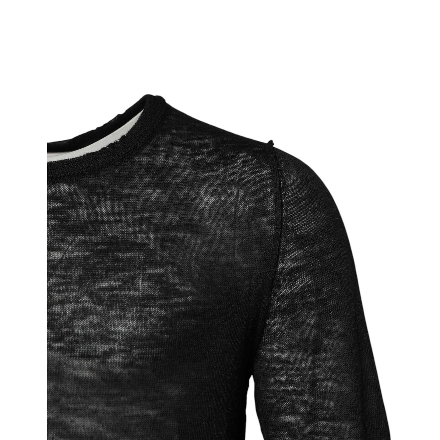 Dolce & Gabbana Black Polyester Crew Neck Pullover Sweater