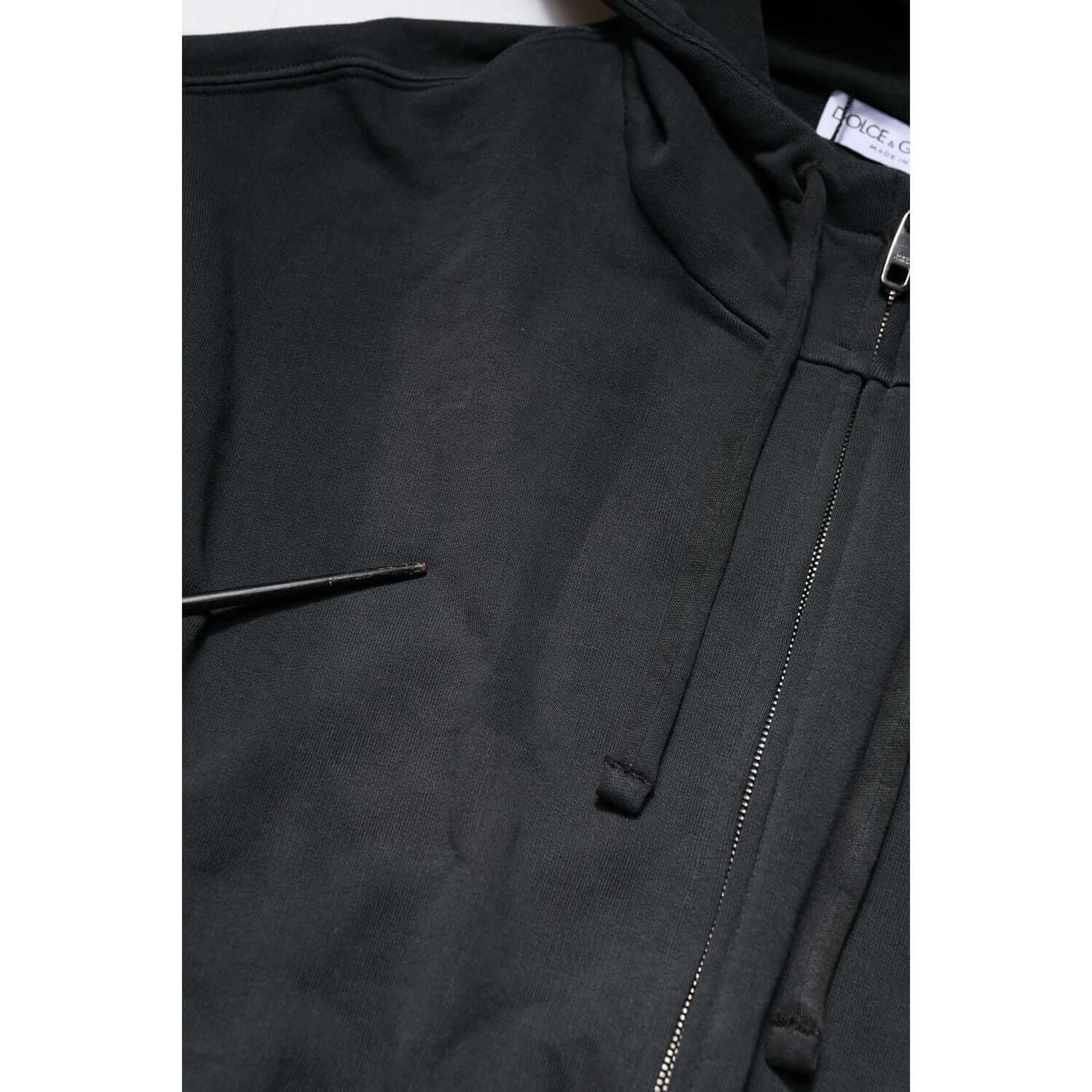 Dolce & Gabbana Black Logo Full Zip Hooded Men Sweatshirt Sweater