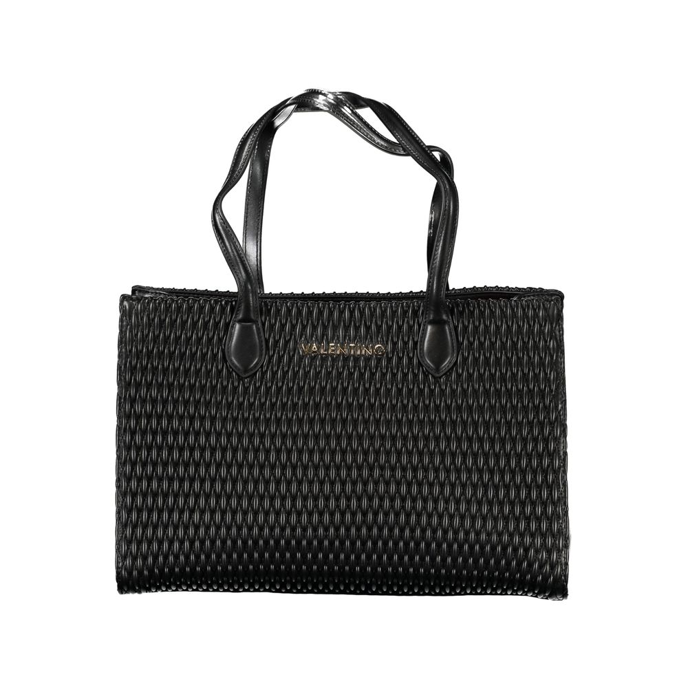 Mario Valentino Black Polyethylene Women Handbag with duo-handle design and eco-conscious materials.