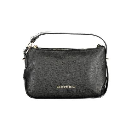 Mario Valentino Black Polyethylene Women Handbag with adjustable shoulder strap, featuring internal pocket and chic design for modern elegance.