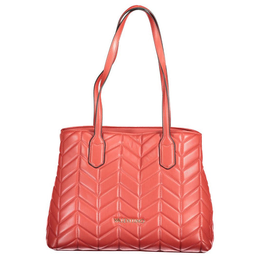 Mario Valentino Red Polyethylene Women Handbag with double shoulder handles and bold quilted design.