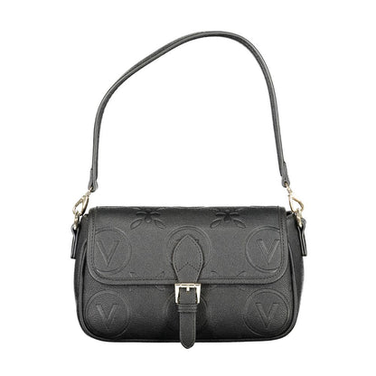 Mario Valentino Black Polyethylene Women Handbag with adjustable strap, showcasing edgy sophistication and practical design.