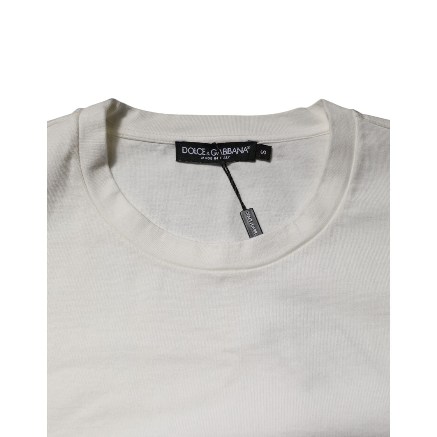 Dolce & Gabbana White Cotton DG Logo Print Round Neck T-shirt