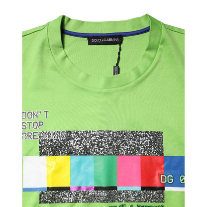 Dolce & Gabbana Green Graphic Printed Round Neck T-shirt