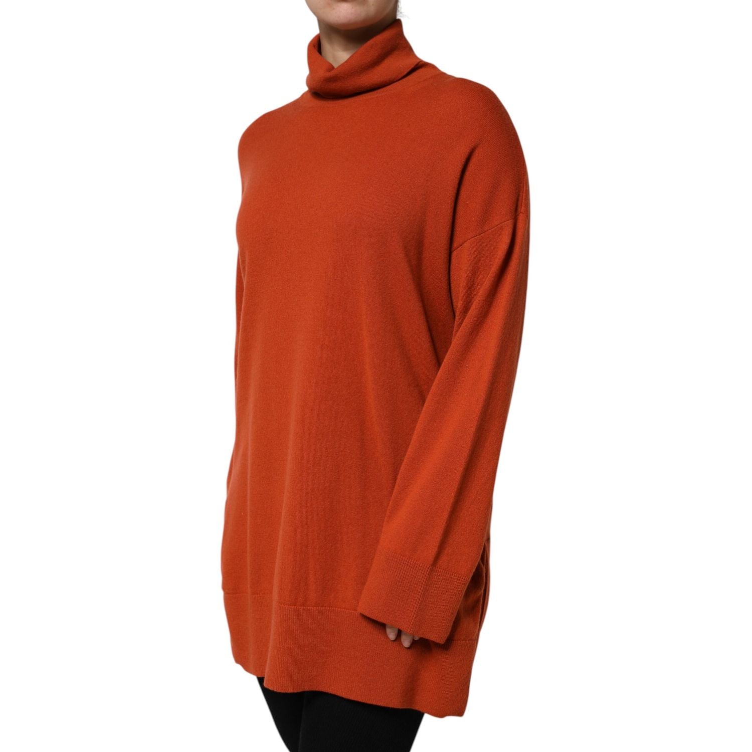 Alpha Studio Dark Orange Long Sleeves Turtleneck Sweater