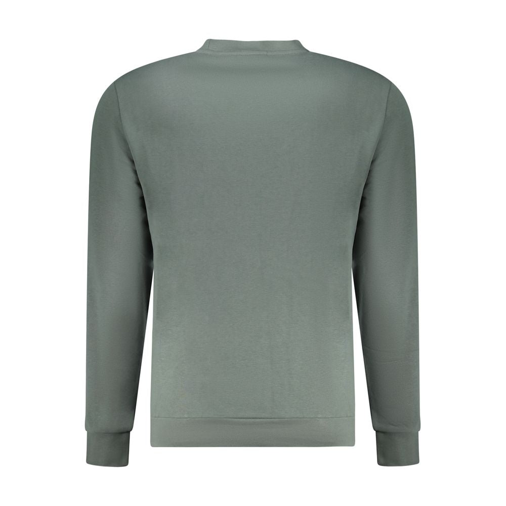 Back view of Napapijri Green Cotton Men Sweater, showcasing its crew neck and premium fabric blend for style and comfort.