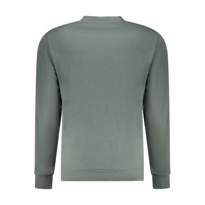 Back view of Napapijri Green Cotton Men Sweater, showcasing its crew neck and premium fabric blend for style and comfort.
