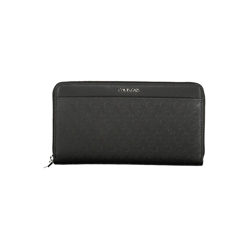 Calvin Klein Black Polyester Women Wallet with RFID-blocking technology, external pocket, dual compartments, elegant and practical design.