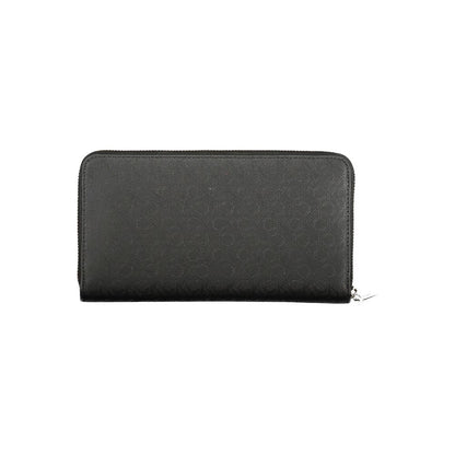 Calvin Klein Black Polyester Women Wallet with dual-compartment design, RFID-blocking technology, and external pocket for easy organization.