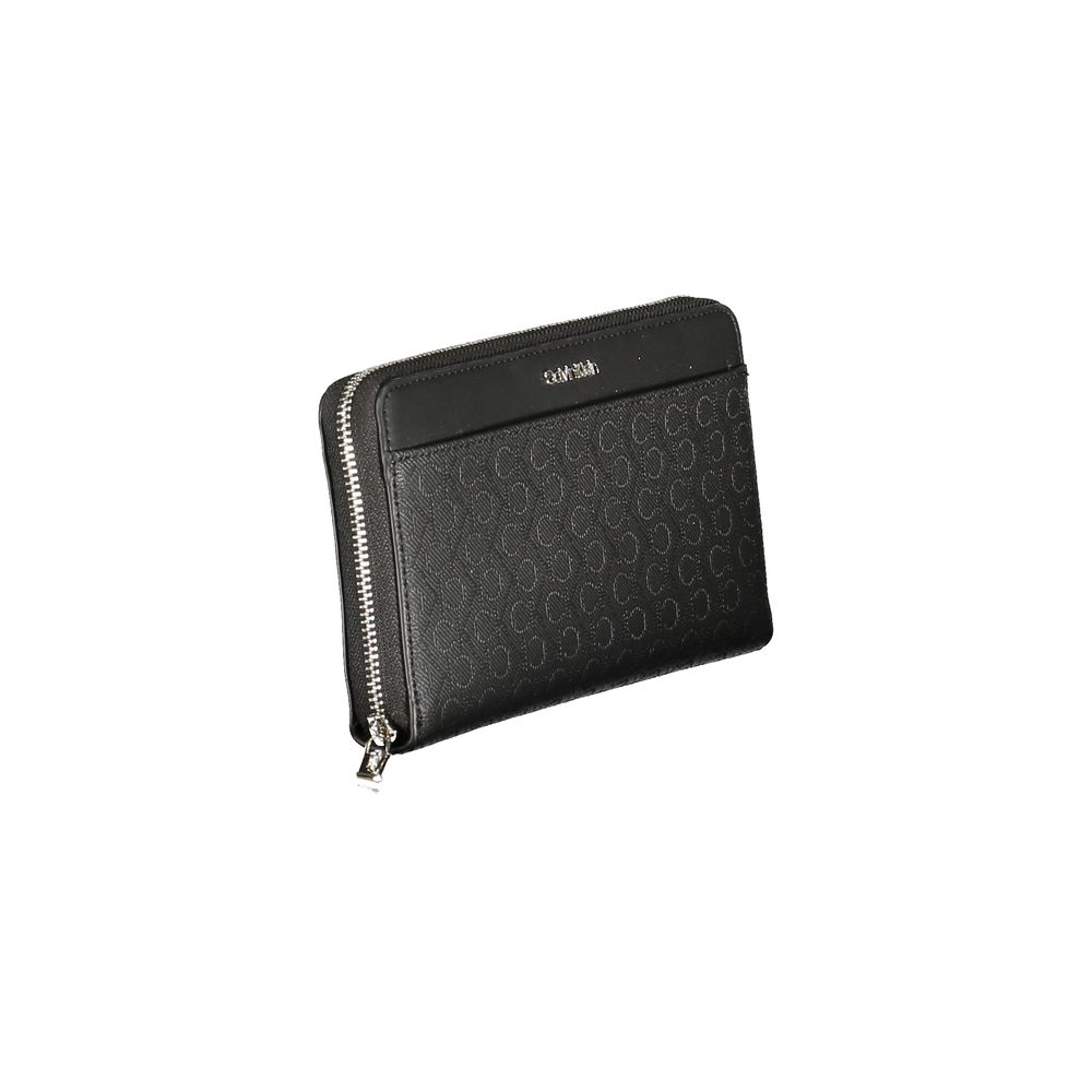 Calvin Klein Black Polyester Women Wallet with RFID-blocking, dual-compartments, external pocket, stylish design for trendsetters.