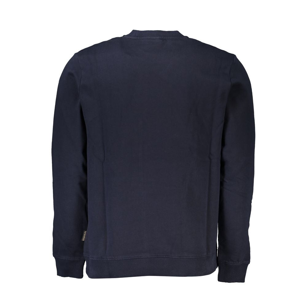 Back view of Napapijri Blue Cotton Men Sweater showcasing premium cotton fabric and stylish design.