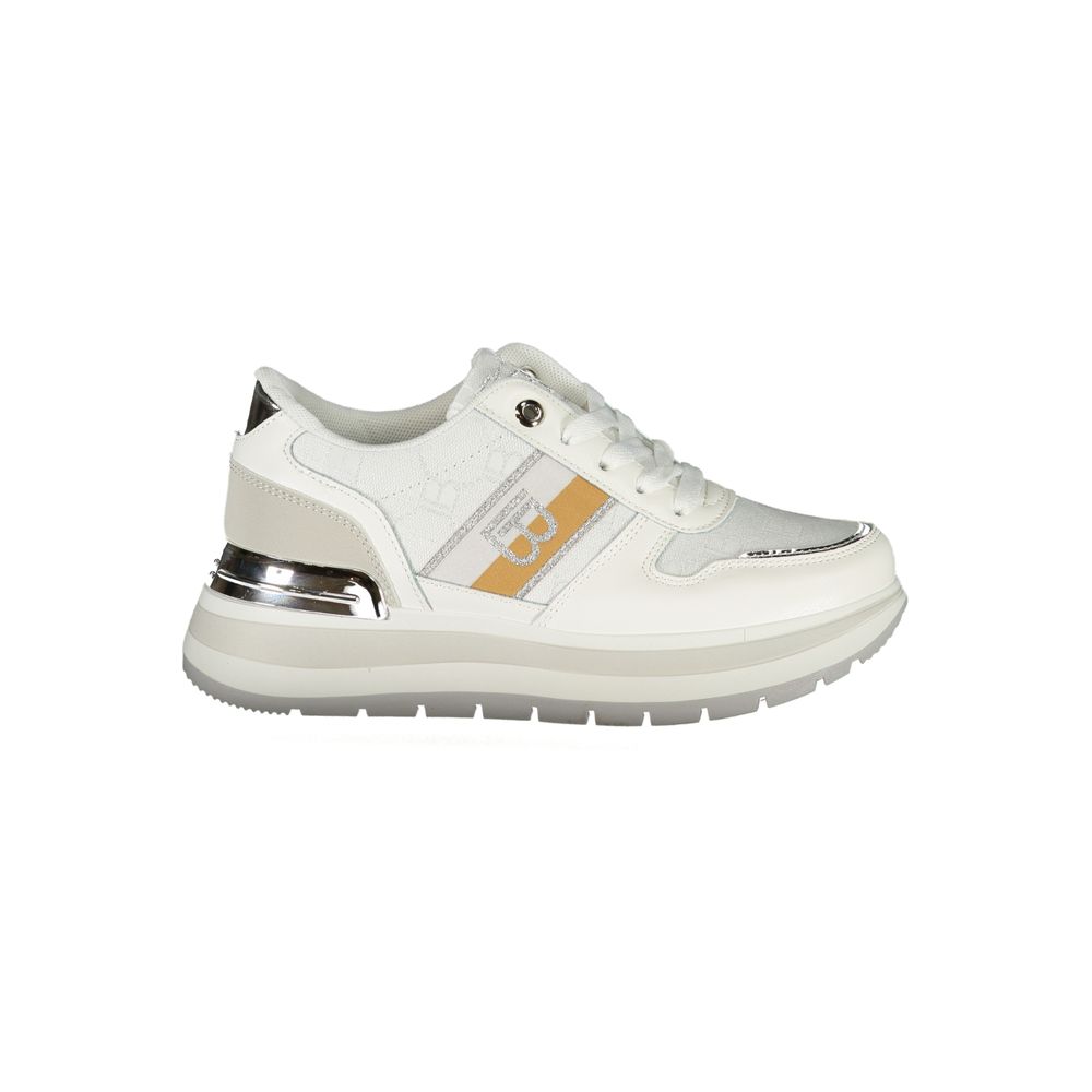 Laura Biagiotti White Polyester Women Sneaker with logo and contrasting details