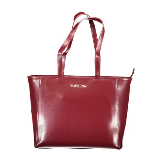 Mario Valentino Red Polyethylene Women Handbag with logo and elegant design, featuring dual handles and internal pocket for functionality.