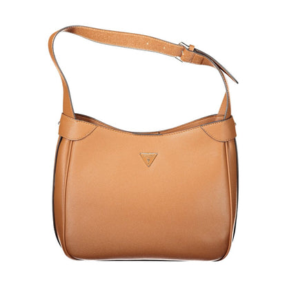 Guess Jeans Brown Polyethylene Women Handbag with adjustable shoulder strap and snap closure, featuring a sleek and elegant design.