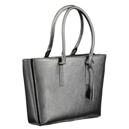 Calvin Klein Black Polyethylene Women Handbag with 2-Handle design, stylish and practical for modern trendsetters.