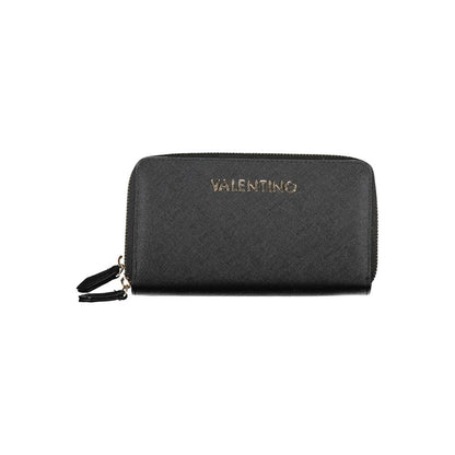Mario Valentino Black Polyethylene Women Wallet with zip closure and gold logo