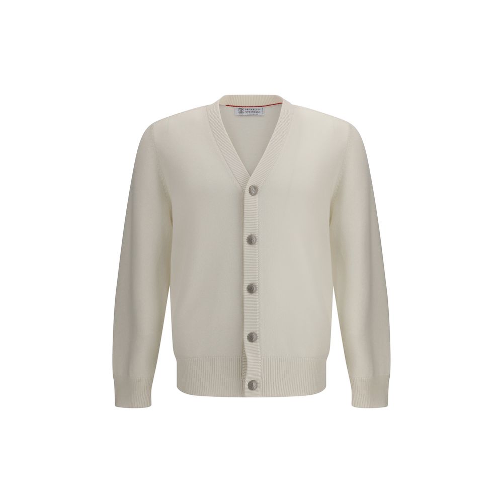 Brunello Cucinelli White Cashmere Cardigan