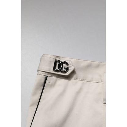 Dolce & Gabbana White Cotton Dress Slim Formal Pants