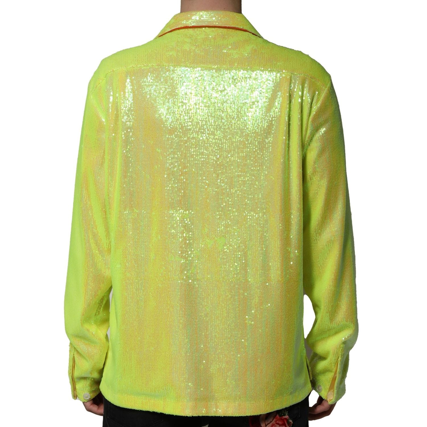Dolce & Gabbana Yellow Sequin Polyester Lounge Casual Shirt