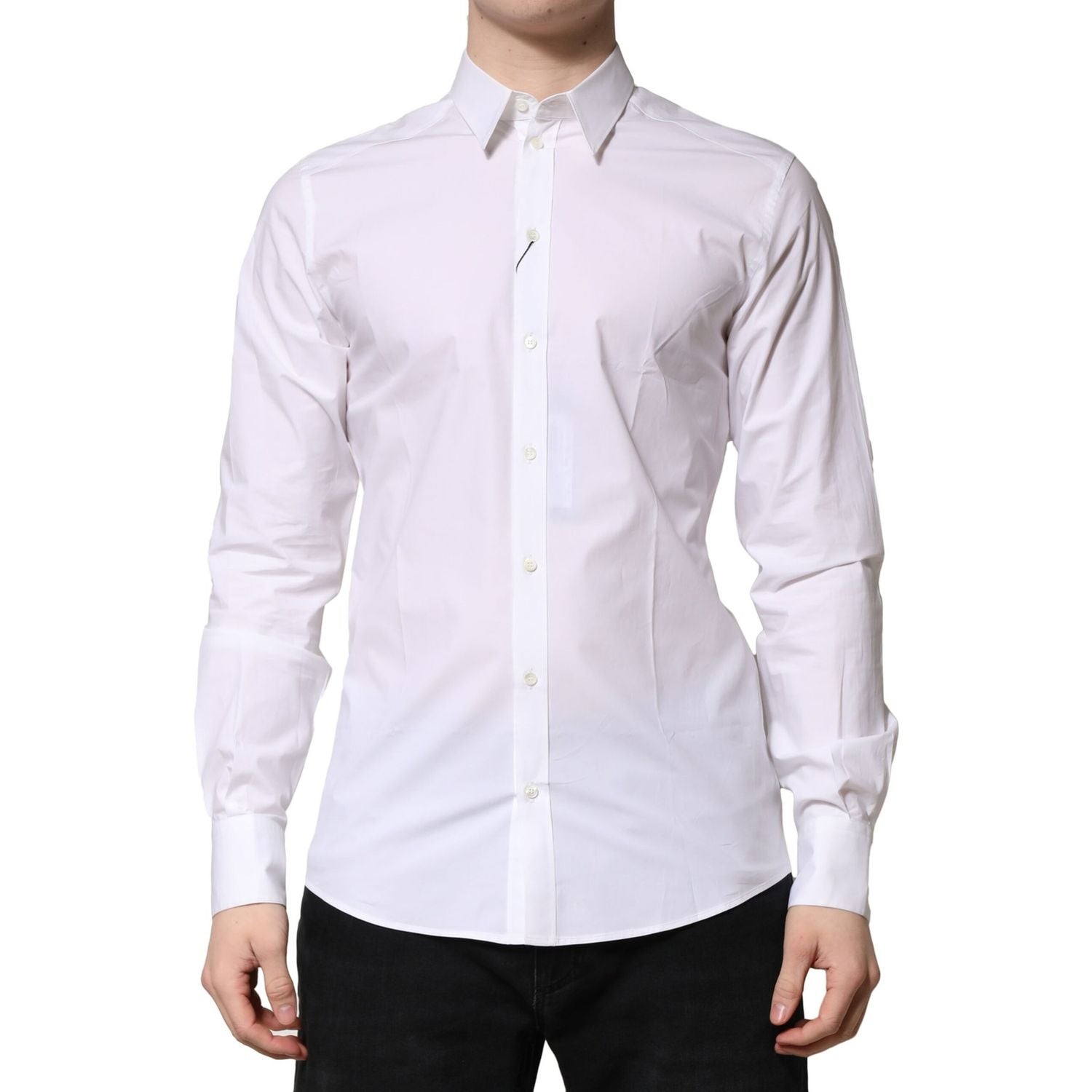 Dolce & Gabbana White Cotton Long Sleeves Dress Formal Shirt