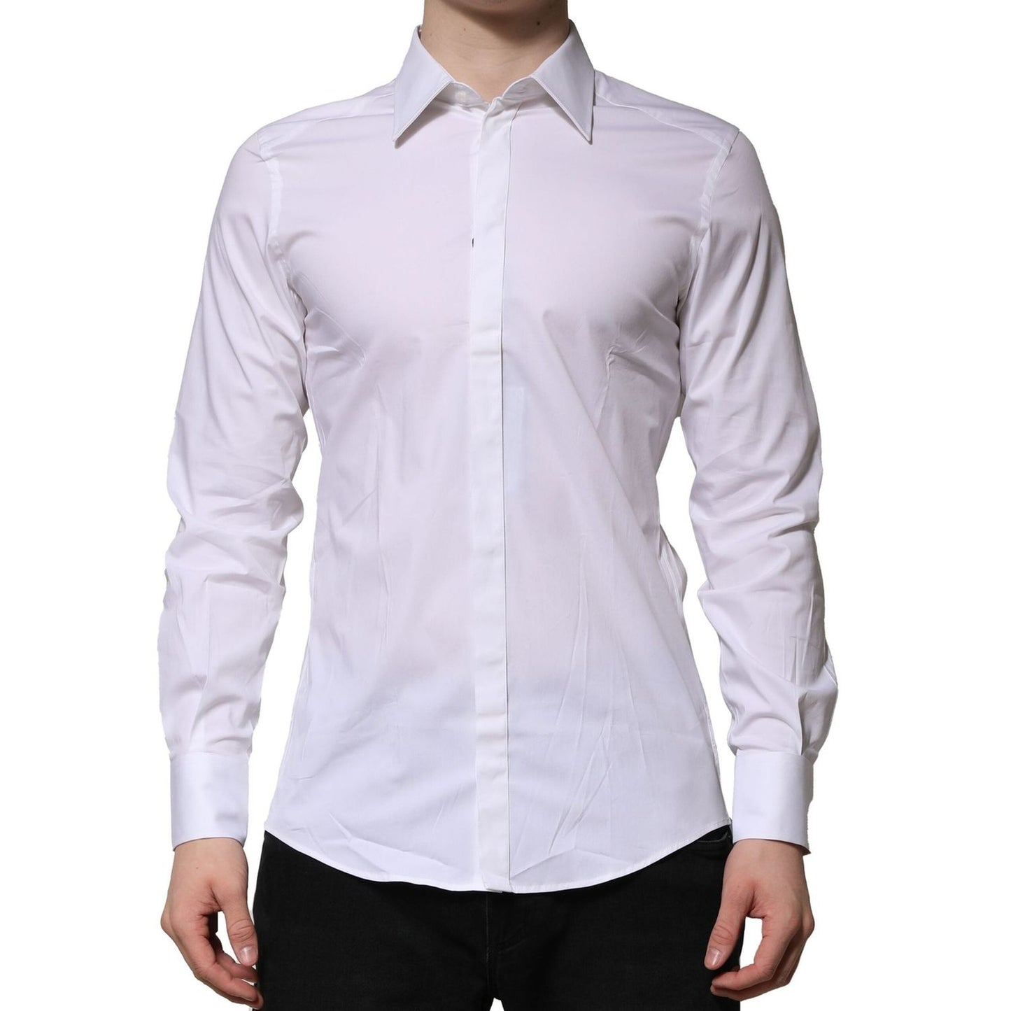 Dolce & Gabbana White MARTINI Long Sleeves Dress Formal Shirt