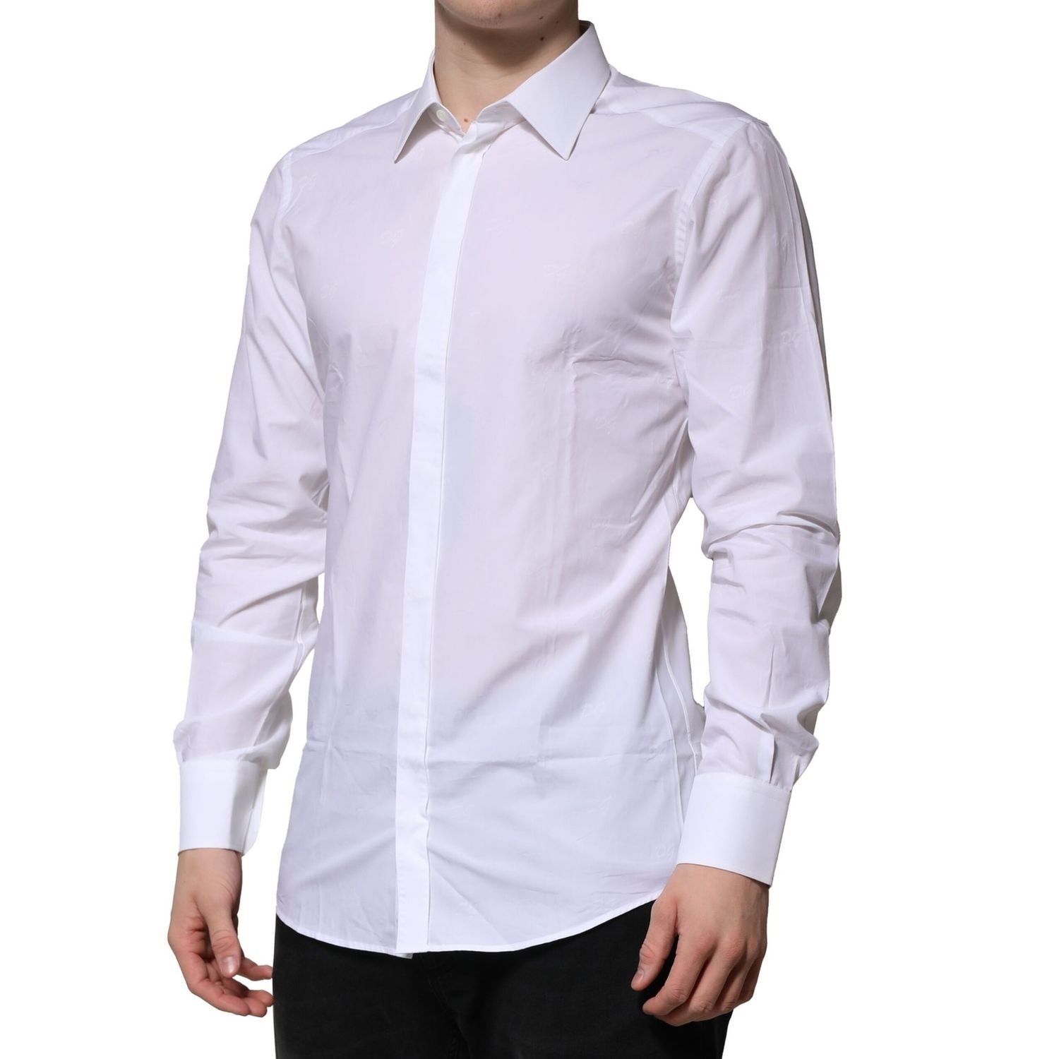 Dolce & Gabbana White GOLD Long Sleeves Dress Formal Shirt