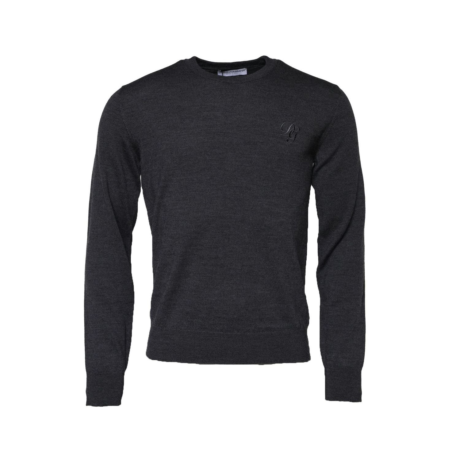 Dolce & Gabbana Dark Gray Wool Crew Neck Sweatshirt Sweater