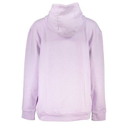 Cavalli Class Purple Cotton Women Sweater, back view showcasing high-end Italian fashion and cozy fleece fabric.