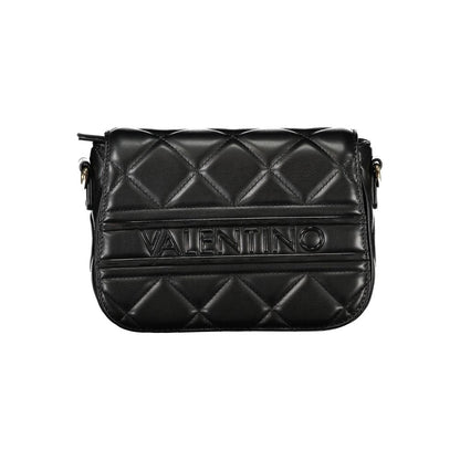 Alt Tag: Mario Valentino Black Polyethylene Women Handbag in quilted design, showcasing urban chic style and luxury with adjustable strap.