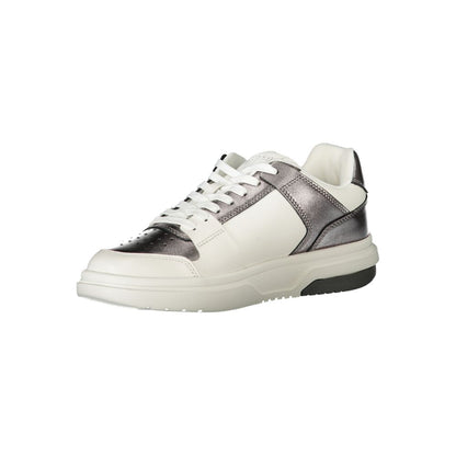 Tommy Hilfiger White Polyethylene Women Sneaker with silver accents and removable insole, luxurious and sporty design for fashion-forward women.
