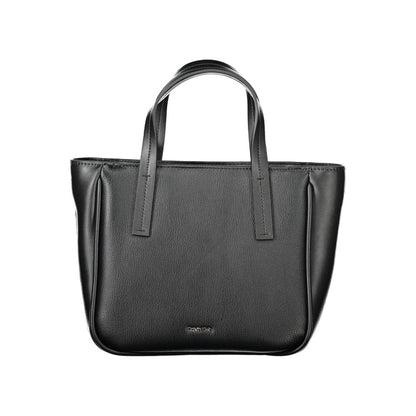 Calvin Klein Black Polyethylene Women Handbag with two handles and adjustable shoulder strap