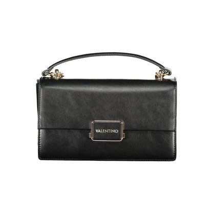 Mario Valentino Black Polyethylene Women Handbag with logo and chain handle, ideal for stylish and secure carrying of essentials.