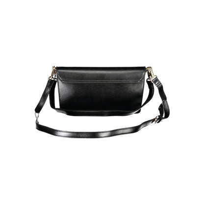Mario Valentino Black Polyethylene Women Handbag with adjustable strap and dual compartments for versatile style and storage.