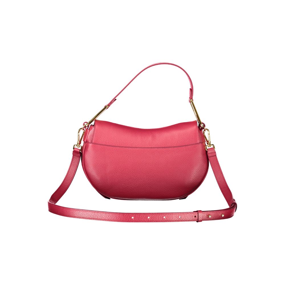 Coccinelle Red Leather Women Handbag with elegant shoulder handle and gold hardware accents, showcasing Italian craftsmanship.