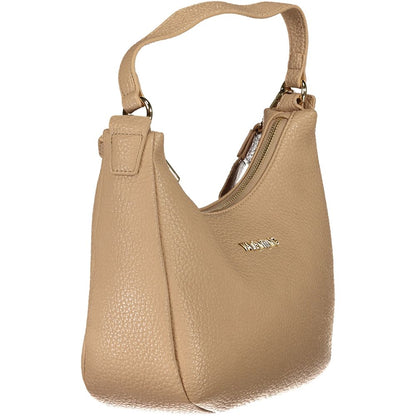 Mario Valentino Beige Polyethylene Handbag with shoulder strap, zipper closure, and logo detail.