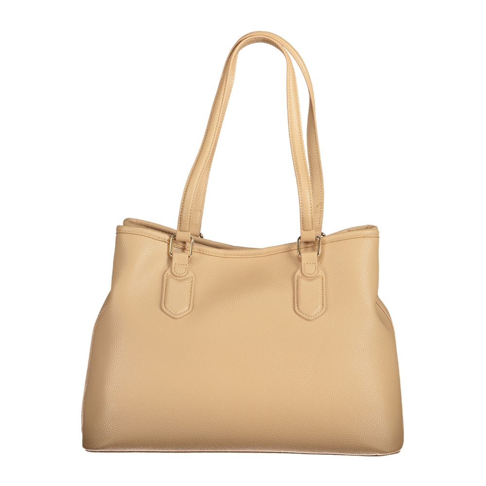 Mario Valentino Beige Polyethylene Women Handbag with elegant handles and removable strap