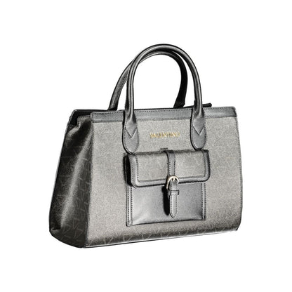 Mario Valentino Black Polyethylene Handbag with two handles, adjustable straps, external pocket, and logo details.