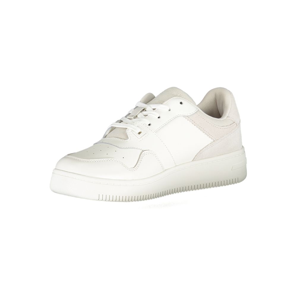 Alt Tag: Tommy Hilfiger White Polyester Sneaker with laces and contrast details