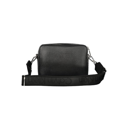 Calvin Klein Black Polyethylene Women Handbag with adjustable strap and branded logo