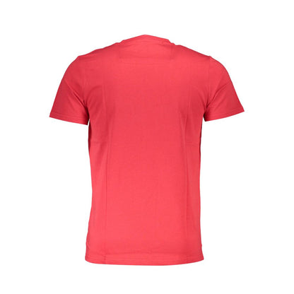 Back view of Cavalli Class Red Cotton Men T-Shirt with crew neck and short sleeves.
