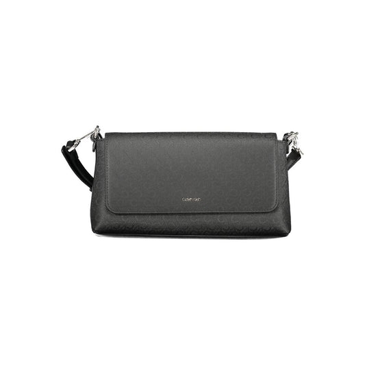 Calvin Klein Black Polyester Women Handbag with detachable strap, perfect for fashion-forward urban elegance.