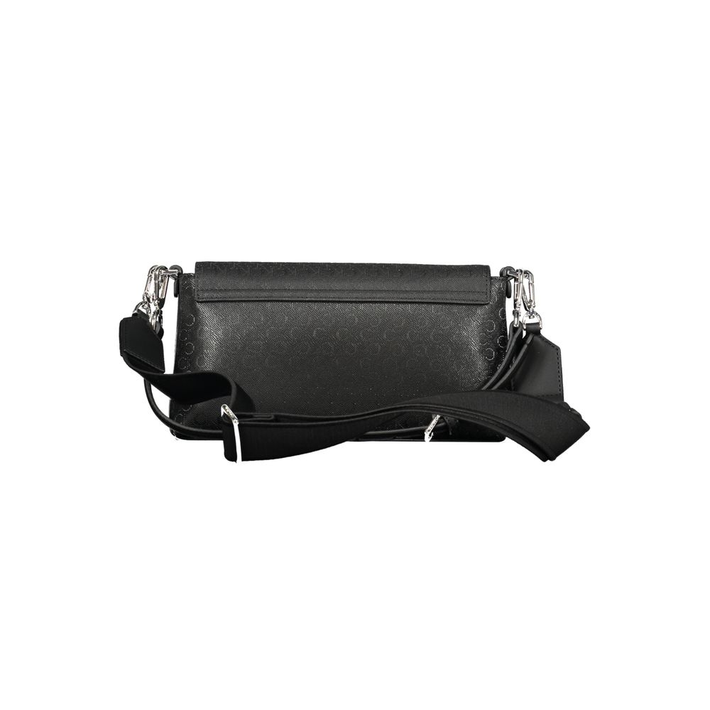 Calvin Klein Black Polyester Women Handbag with detachable strap and shoulder handle, showcasing urban elegance and functionality.